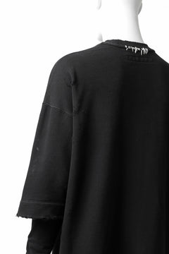 画像をギャラリービューアに読み込む, A.F ARTEFACT "FRAYED" DAMAGE LAYERED SWEATER TOPS (BLACK)
