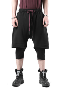 Load image into Gallery viewer, FIRST AID TO THE INJURED LAYERED SHORT PANTS / FRENCH TERRY + JERSEY (BLACK)