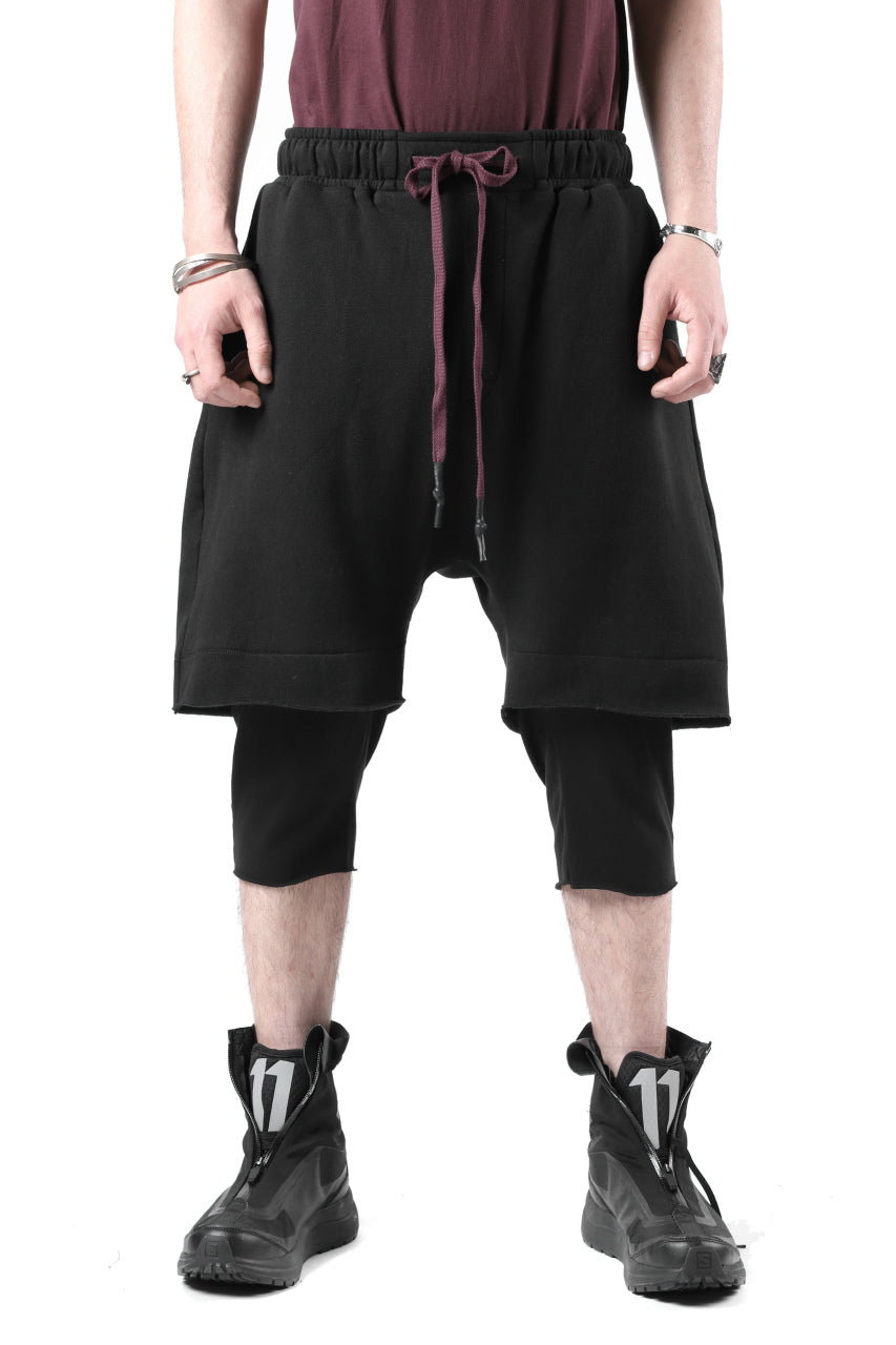 Load image into Gallery viewer, FIRST AID TO THE INJURED LAYERED SHORT PANTS / FRENCH TERRY + JERSEY (BLACK)
