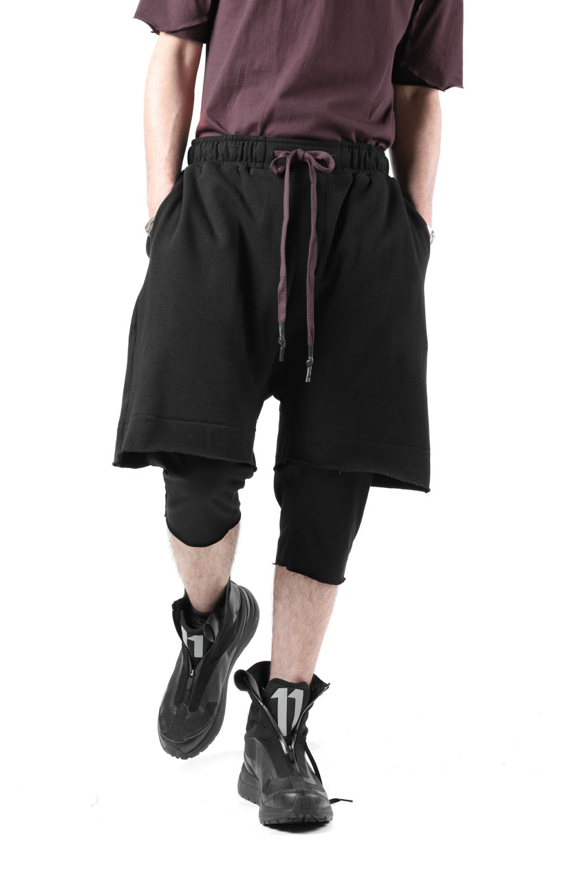 Load image into Gallery viewer, FIRST AID TO THE INJURED LAYERED SHORT PANTS / FRENCH TERRY + JERSEY (BLACK)