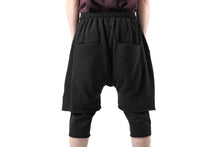 Load image into Gallery viewer, FIRST AID TO THE INJURED LAYERED SHORT PANTS / FRENCH TERRY + JERSEY (BLACK)