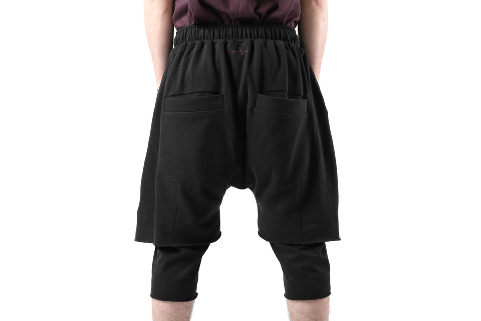 Load image into Gallery viewer, FIRST AID TO THE INJURED LAYERED SHORT PANTS / FRENCH TERRY + JERSEY (BLACK)