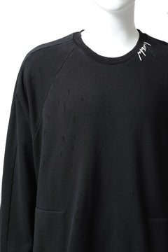 画像をギャラリービューアに読み込む, A.F ARTEFACT "FRAYED" DAMAGE LOOSEY SWEATER TOPS (BLACK)