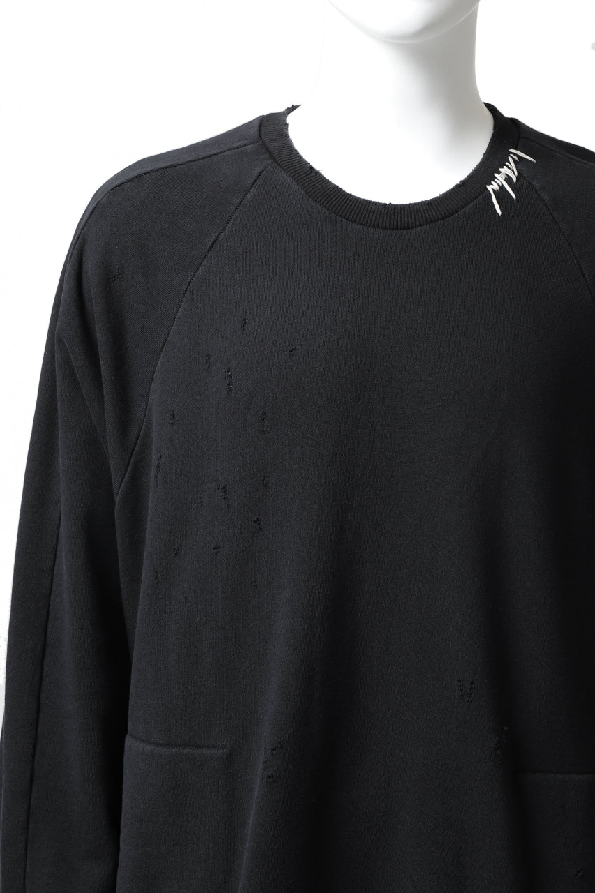 画像をギャラリービューアに読み込む, A.F ARTEFACT "FRAYED" DAMAGE LOOSEY SWEATER TOPS (BLACK)