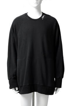 画像をギャラリービューアに読み込む, A.F ARTEFACT "FRAYED" DAMAGE LOOSEY SWEATER TOPS (BLACK)