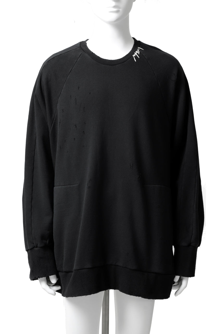 画像をギャラリービューアに読み込む, A.F ARTEFACT "FRAYED" DAMAGE LOOSEY SWEATER TOPS (BLACK)