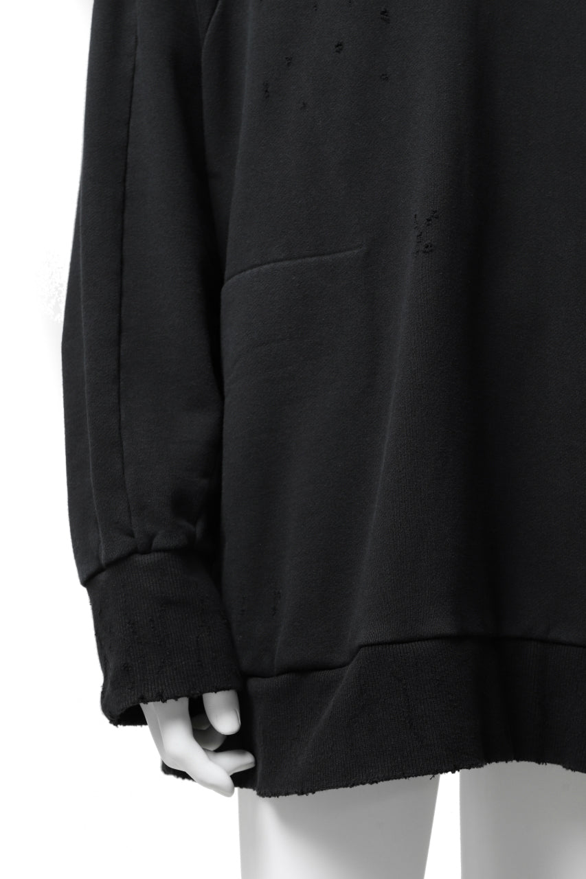 画像をギャラリービューアに読み込む, A.F ARTEFACT "FRAYED" DAMAGE LOOSEY SWEATER TOPS (BLACK)