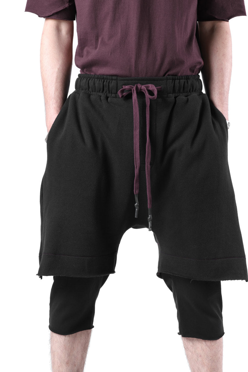 Load image into Gallery viewer, FIRST AID TO THE INJURED LAYERED SHORT PANTS / FRENCH TERRY + JERSEY (BLACK)