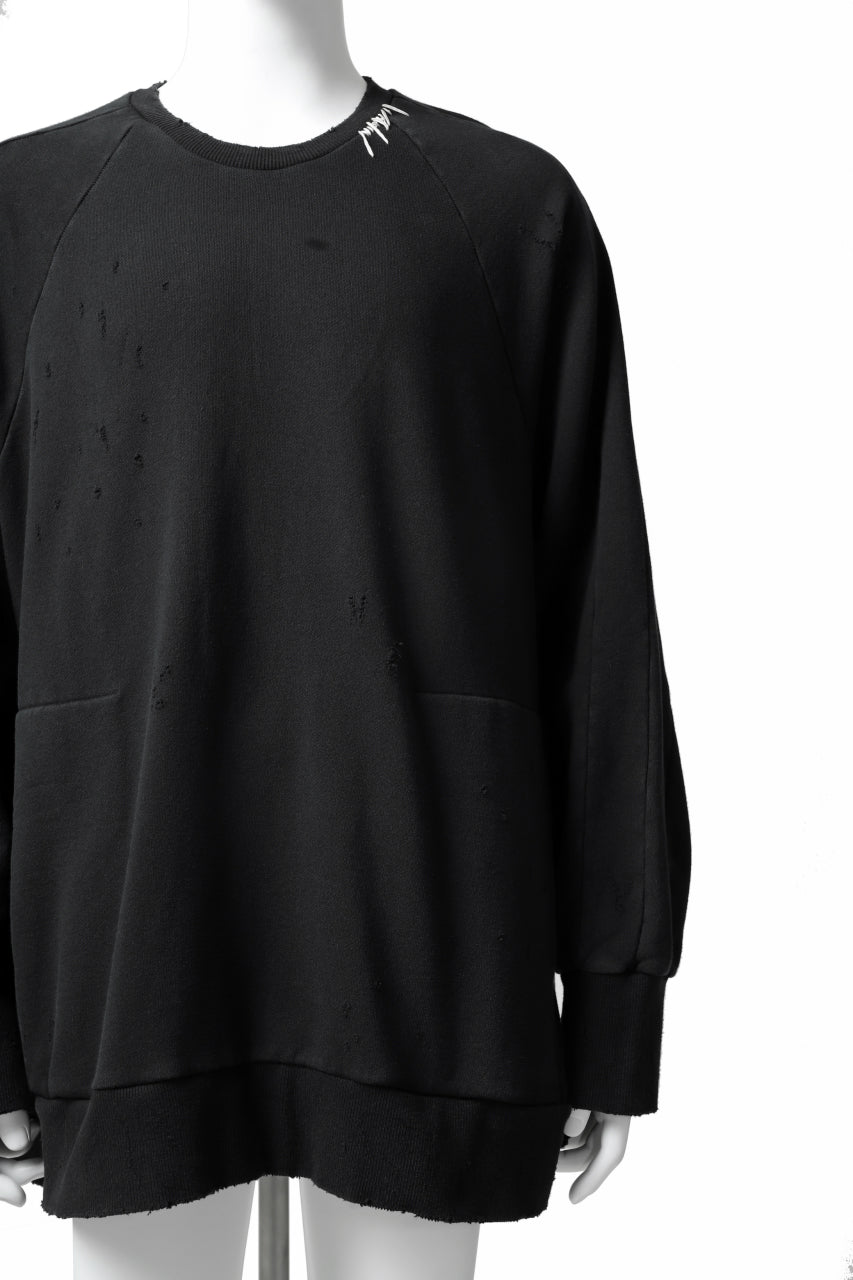 画像をギャラリービューアに読み込む, A.F ARTEFACT "FRAYED" DAMAGE LOOSEY SWEATER TOPS (BLACK)