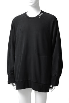 画像をギャラリービューアに読み込む, A.F ARTEFACT "FRAYED" DAMAGE LOOSEY SWEATER TOPS (BLACK)