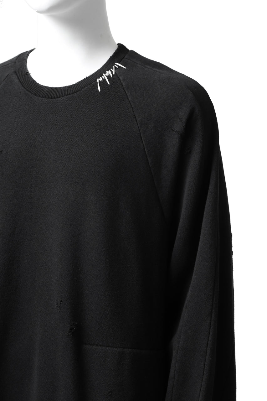 画像をギャラリービューアに読み込む, A.F ARTEFACT "FRAYED" DAMAGE LOOSEY SWEATER TOPS (BLACK)