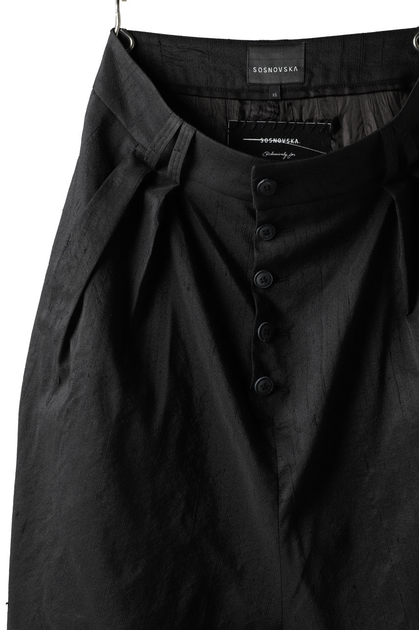 画像をギャラリービューアに読み込む, SOSNOVSKA exclusive NARROW CLOWN PANTS / SCRATCHED SILK (BLACK)