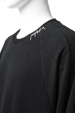 画像をギャラリービューアに読み込む, A.F ARTEFACT "FRAYED" DAMAGE LOOSEY SWEATER TOPS (BLACK)
