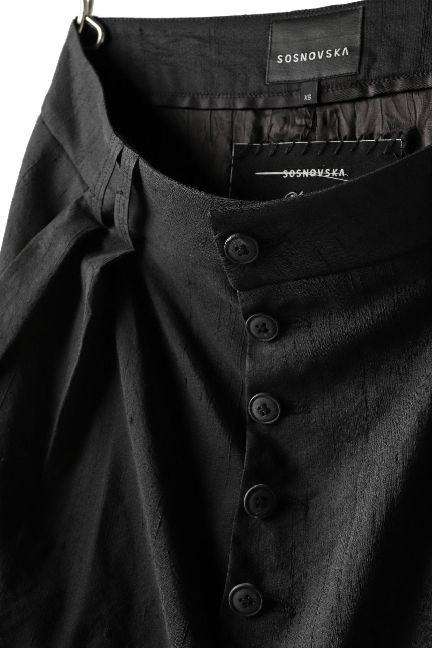 画像をギャラリービューアに読み込む, SOSNOVSKA exclusive NARROW CLOWN PANTS / SCRATCHED SILK (BLACK)