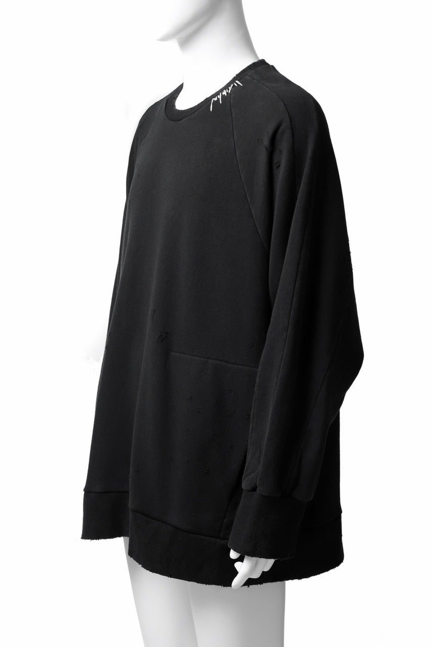 画像をギャラリービューアに読み込む, A.F ARTEFACT "FRAYED" DAMAGE LOOSEY SWEATER TOPS (BLACK)