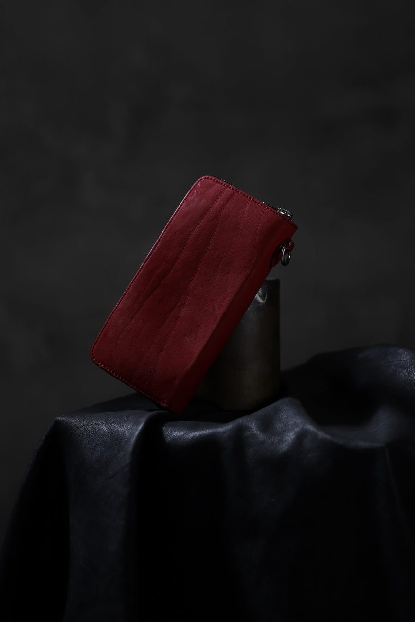 Load image into Gallery viewer, ISAMU KATAYAMA BACKLASH exclusive ROUND FASTNER WALLET / DOUBLE-SHOULDER OBJECT DYED (RED)
