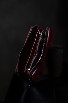 Load image into Gallery viewer, ISAMU KATAYAMA BACKLASH exclusive ROUND FASTNER WALLET / DOUBLE-SHOULDER OBJECT DYED (RED)