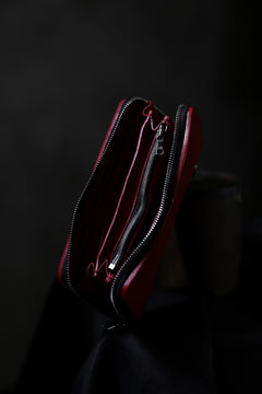 Load image into Gallery viewer, ISAMU KATAYAMA BACKLASH exclusive ROUND FASTNER WALLET / DOUBLE-SHOULDER OBJECT DYED (RED)
