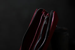 Load image into Gallery viewer, ISAMU KATAYAMA BACKLASH exclusive ROUND FASTNER WALLET / DOUBLE-SHOULDER OBJECT DYED (RED)