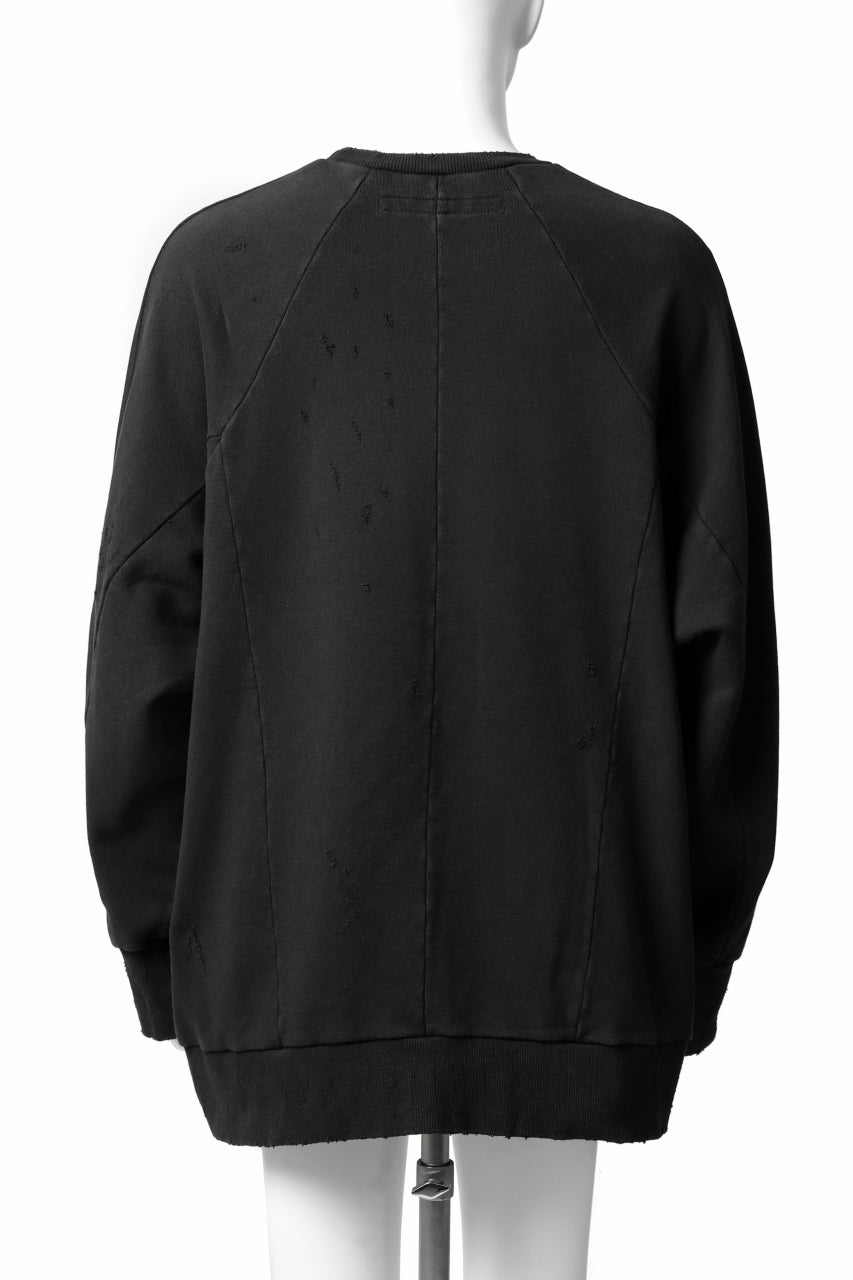 画像をギャラリービューアに読み込む, A.F ARTEFACT "FRAYED" DAMAGE LOOSEY SWEATER TOPS (BLACK)