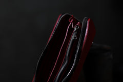 Load image into Gallery viewer, ISAMU KATAYAMA BACKLASH exclusive ROUND FASTNER WALLET / DOUBLE-SHOULDER OBJECT DYED (RED)