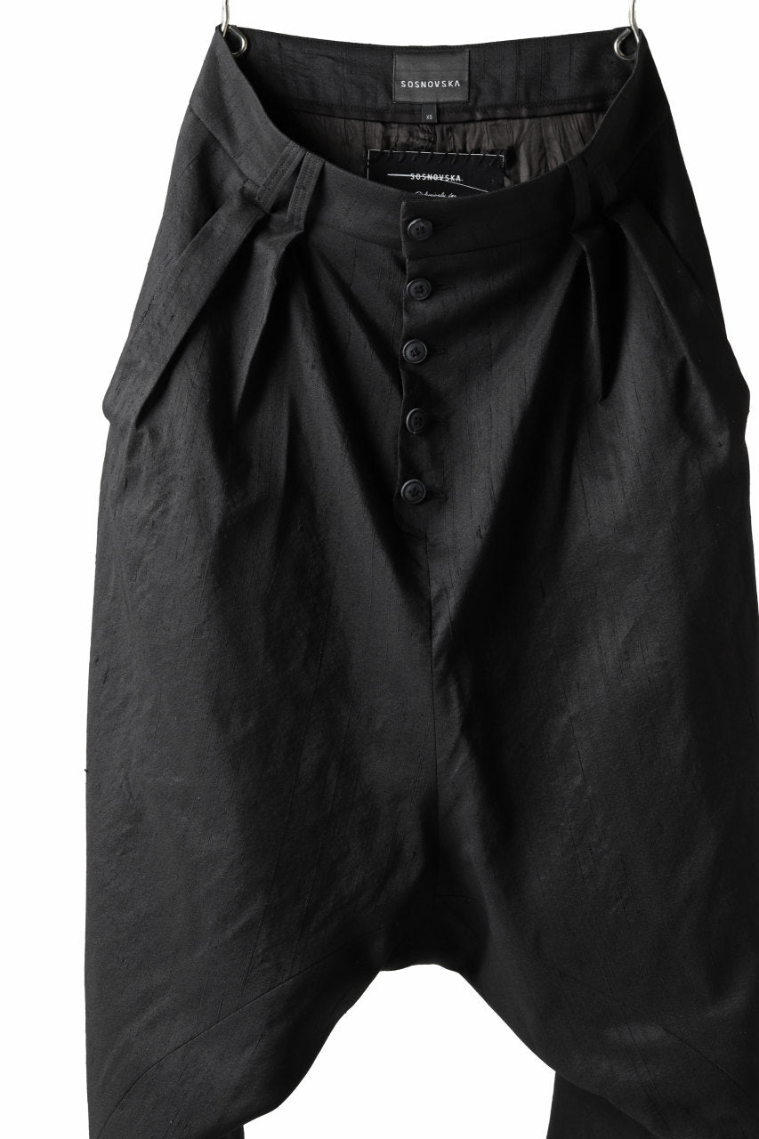 画像をギャラリービューアに読み込む, SOSNOVSKA exclusive NARROW CLOWN PANTS / SCRATCHED SILK (BLACK)