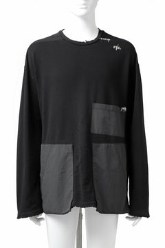 画像をギャラリービューアに読み込む, A.F ARTEFACT "FRAYED plus" DAMAGE COMBINATION SWEATER TOPS (BLACK)