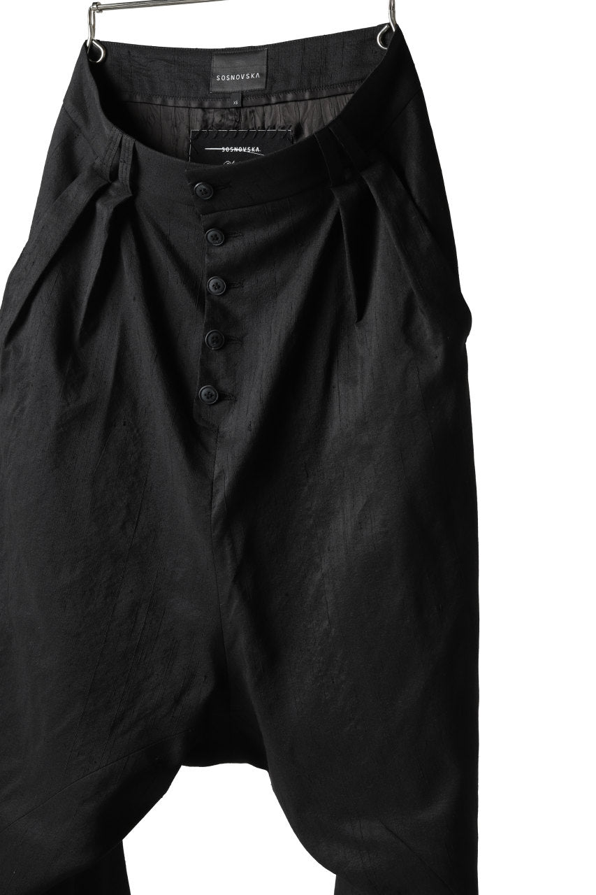 画像をギャラリービューアに読み込む, SOSNOVSKA exclusive NARROW CLOWN PANTS / SCRATCHED SILK (BLACK)