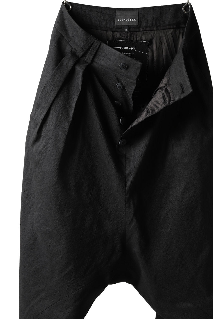 画像をギャラリービューアに読み込む, SOSNOVSKA exclusive NARROW CLOWN PANTS / SCRATCHED SILK (BLACK)