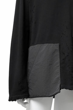 画像をギャラリービューアに読み込む, A.F ARTEFACT "FRAYED plus" DAMAGE COMBINATION SWEATER TOPS (BLACK)