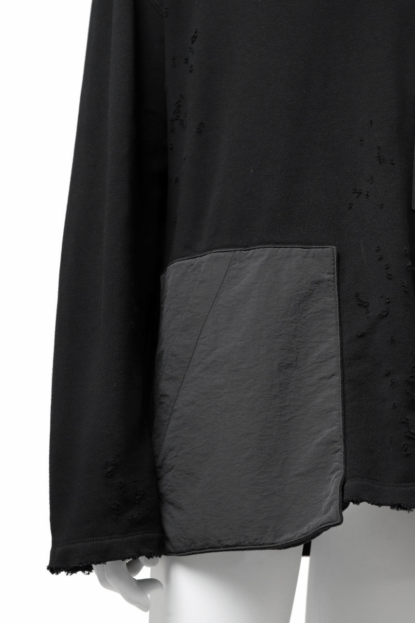 画像をギャラリービューアに読み込む, A.F ARTEFACT "FRAYED plus" DAMAGE COMBINATION SWEATER TOPS (BLACK)