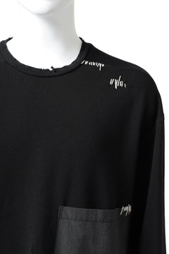 画像をギャラリービューアに読み込む, A.F ARTEFACT "FRAYED plus" DAMAGE COMBINATION SWEATER TOPS (BLACK)