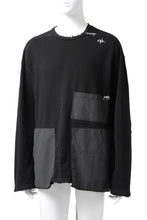 画像をギャラリービューアに読み込む, A.F ARTEFACT "FRAYED plus" DAMAGE COMBINATION SWEATER TOPS (BLACK)