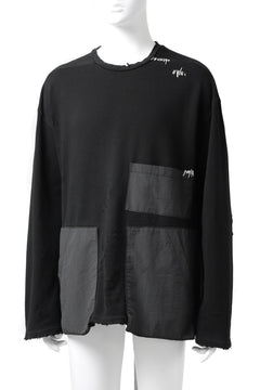 画像をギャラリービューアに読み込む, A.F ARTEFACT "FRAYED plus" DAMAGE COMBINATION SWEATER TOPS (BLACK)