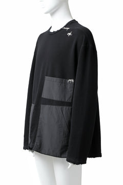 画像をギャラリービューアに読み込む, A.F ARTEFACT "FRAYED plus" DAMAGE COMBINATION SWEATER TOPS (BLACK)