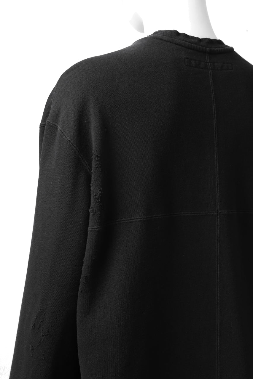 画像をギャラリービューアに読み込む, A.F ARTEFACT "FRAYED plus" DAMAGE COMBINATION SWEATER TOPS (BLACK)