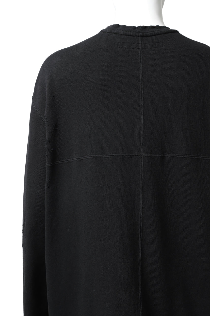 画像をギャラリービューアに読み込む, A.F ARTEFACT "FRAYED plus" DAMAGE COMBINATION SWEATER TOPS (BLACK)