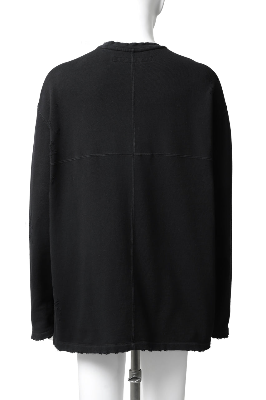 画像をギャラリービューアに読み込む, A.F ARTEFACT "FRAYED plus" DAMAGE COMBINATION SWEATER TOPS (BLACK)