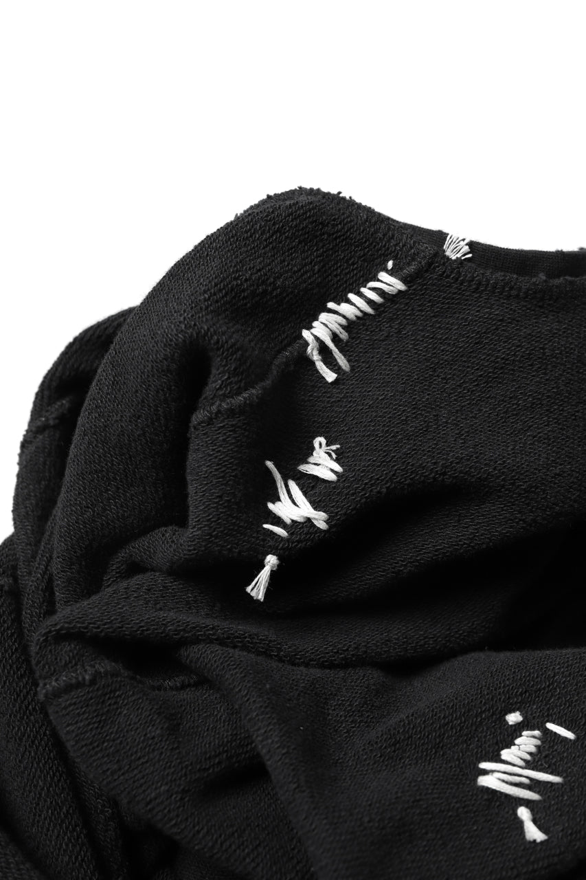 画像をギャラリービューアに読み込む, A.F ARTEFACT "FRAYED plus" DAMAGE COMBINATION SWEATER TOPS (BLACK)