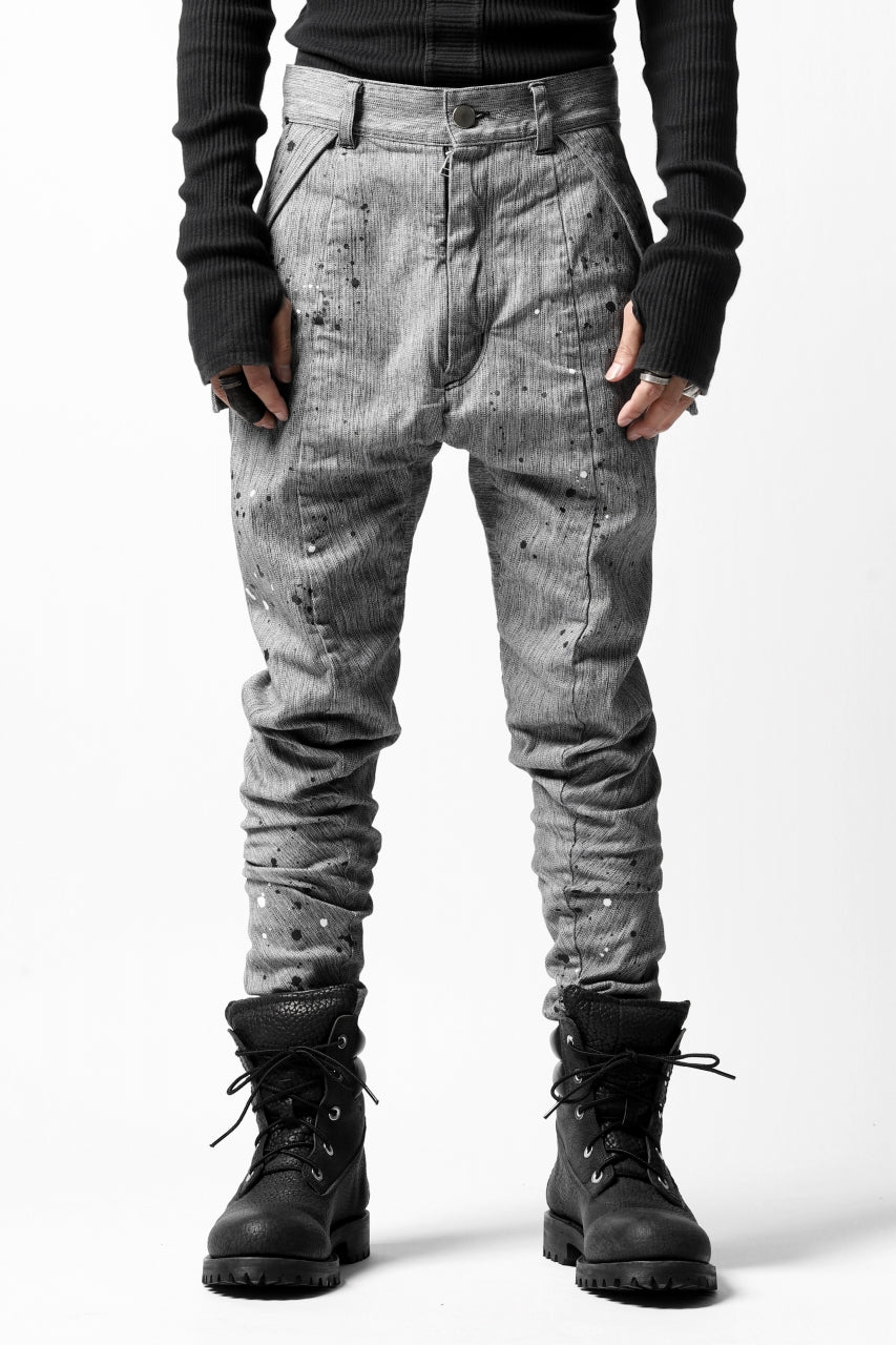 画像をギャラリービューアに読み込む, DEFORMATER.® &quot;SPLASH&quot; SLIM FIT JEANS WITH FLAP DETAIL / VERTICAL DENIM (ASPHALT)