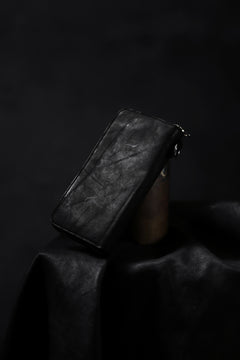 Load image into Gallery viewer, ISAMU KATAYAMA BACKLASH exclusive ROUND FASTNER WALLET / DOUBLE-SHOULDER OBJECT DYED (BLACK)