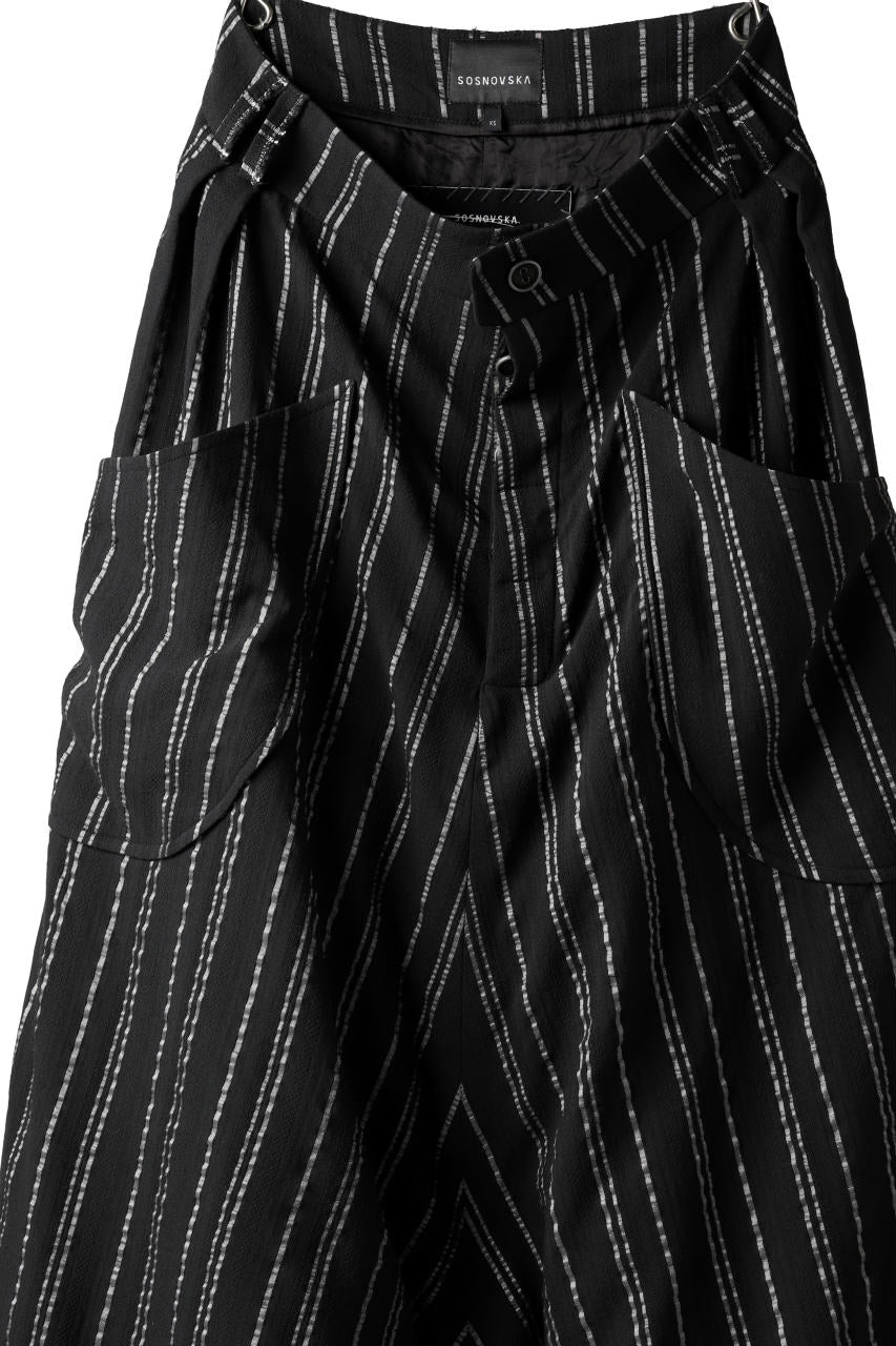 画像をギャラリービューアに読み込む, SOSNOVSKA exclusive LOADED POCKETS PANTS (BLACK × SILVER STRIPE)