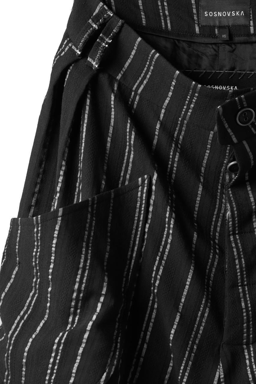 画像をギャラリービューアに読み込む, SOSNOVSKA exclusive LOADED POCKETS PANTS (BLACK × SILVER STRIPE)