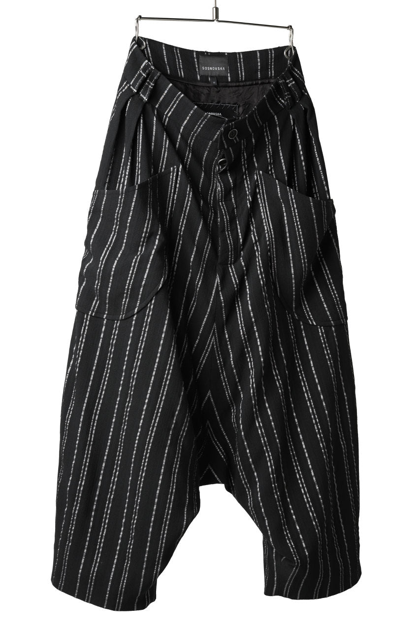画像をギャラリービューアに読み込む, SOSNOVSKA exclusive LOADED POCKETS PANTS (BLACK × SILVER STRIPE)