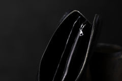 Load image into Gallery viewer, ISAMU KATAYAMA BACKLASH exclusive ROUND FASTNER WALLET / DOUBLE-SHOULDER OBJECT DYED (BLACK)