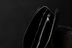 Load image into Gallery viewer, ISAMU KATAYAMA BACKLASH exclusive ROUND FASTNER WALLET / DOUBLE-SHOULDER OBJECT DYED (BLACK)