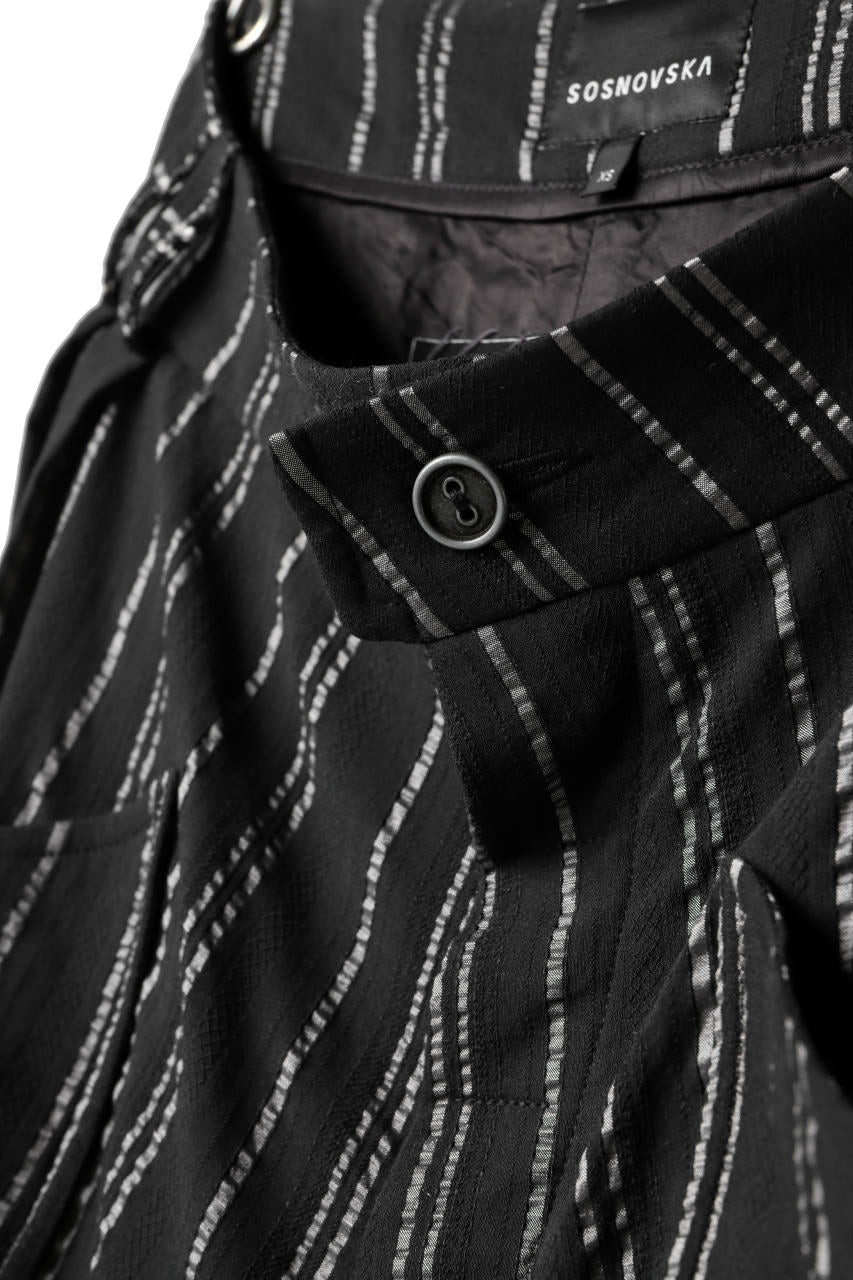 画像をギャラリービューアに読み込む, SOSNOVSKA exclusive LOADED POCKETS PANTS (BLACK × SILVER STRIPE)