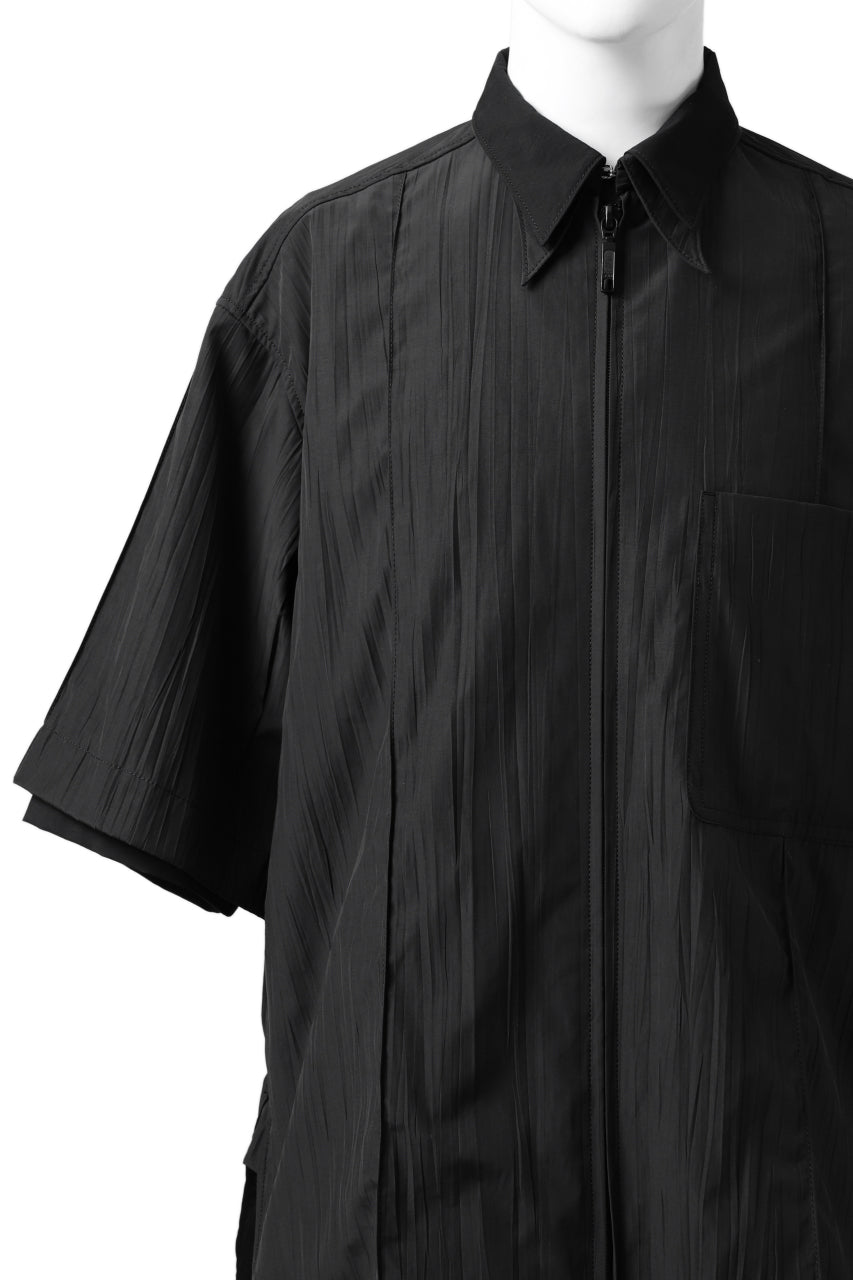 画像をギャラリービューアに読み込む, Y's.... WRINKLE TEXTURE LAYERED H/S SHIRT (BLACK)