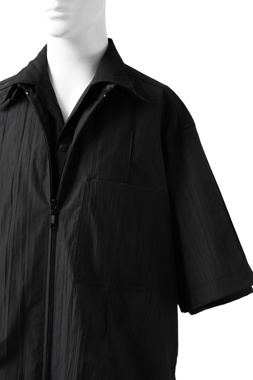 画像をギャラリービューアに読み込む, Y's.... WRINKLE TEXTURE LAYERED H/S SHIRT (BLACK)