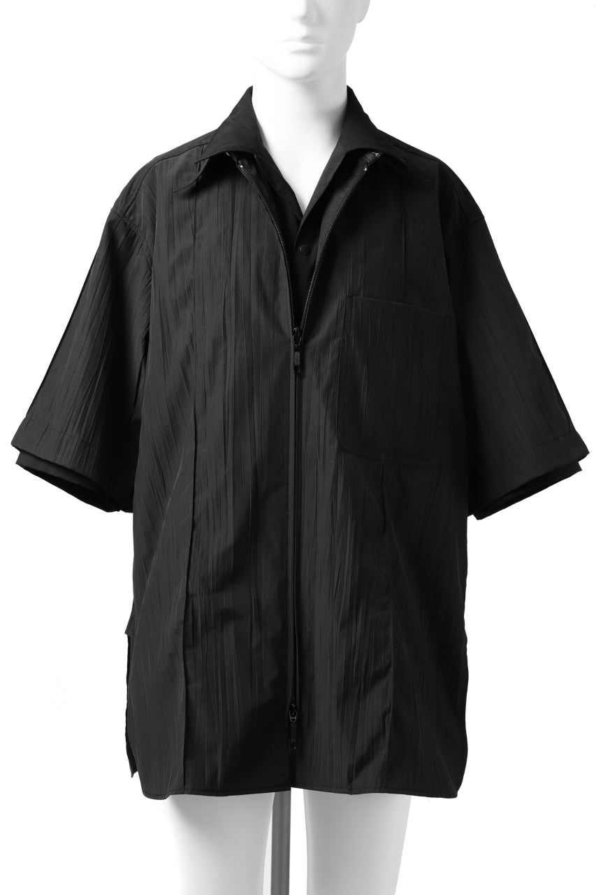 画像をギャラリービューアに読み込む, Y's.... WRINKLE TEXTURE LAYERED H/S SHIRT (BLACK)